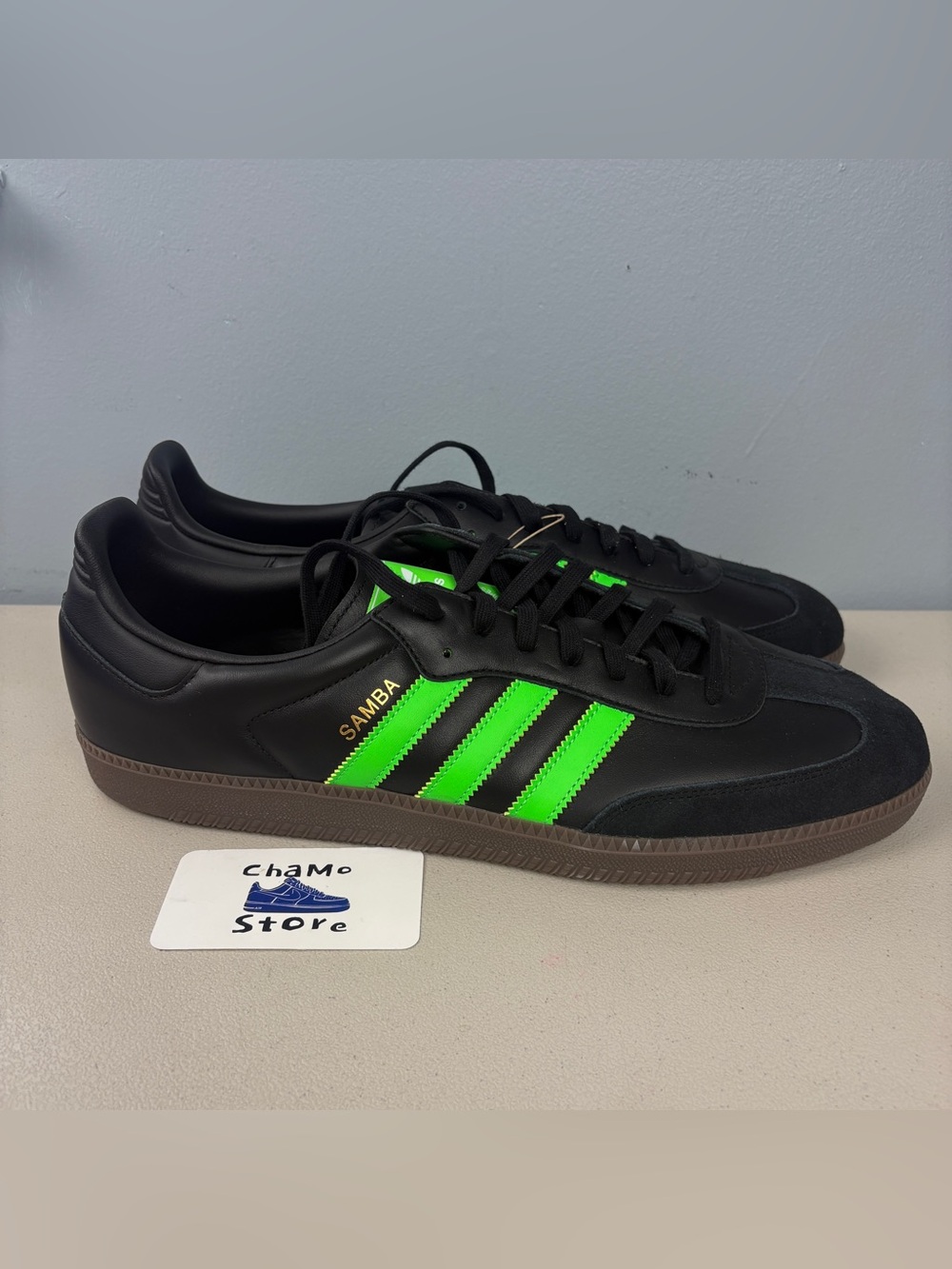 Adidas Originals Samba OG Core Black Screaming Green JR0911 Men's Sz 15